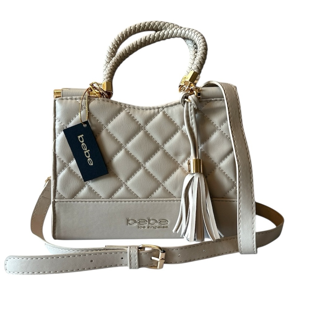 Bebe Beige Quilted Crossbody Bag